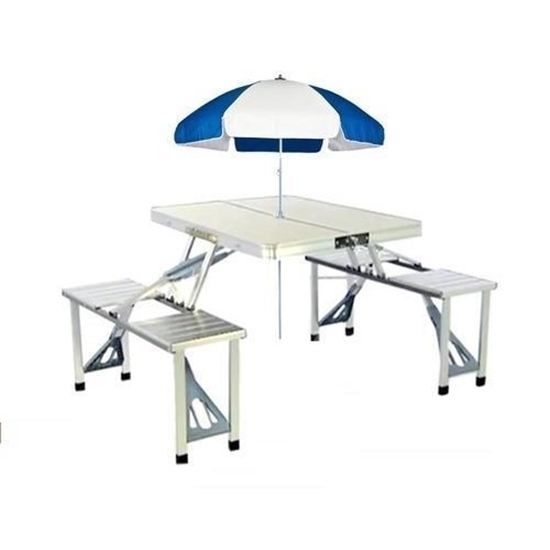 Portable Aluminium Picnic Table with Umbrella (Free)